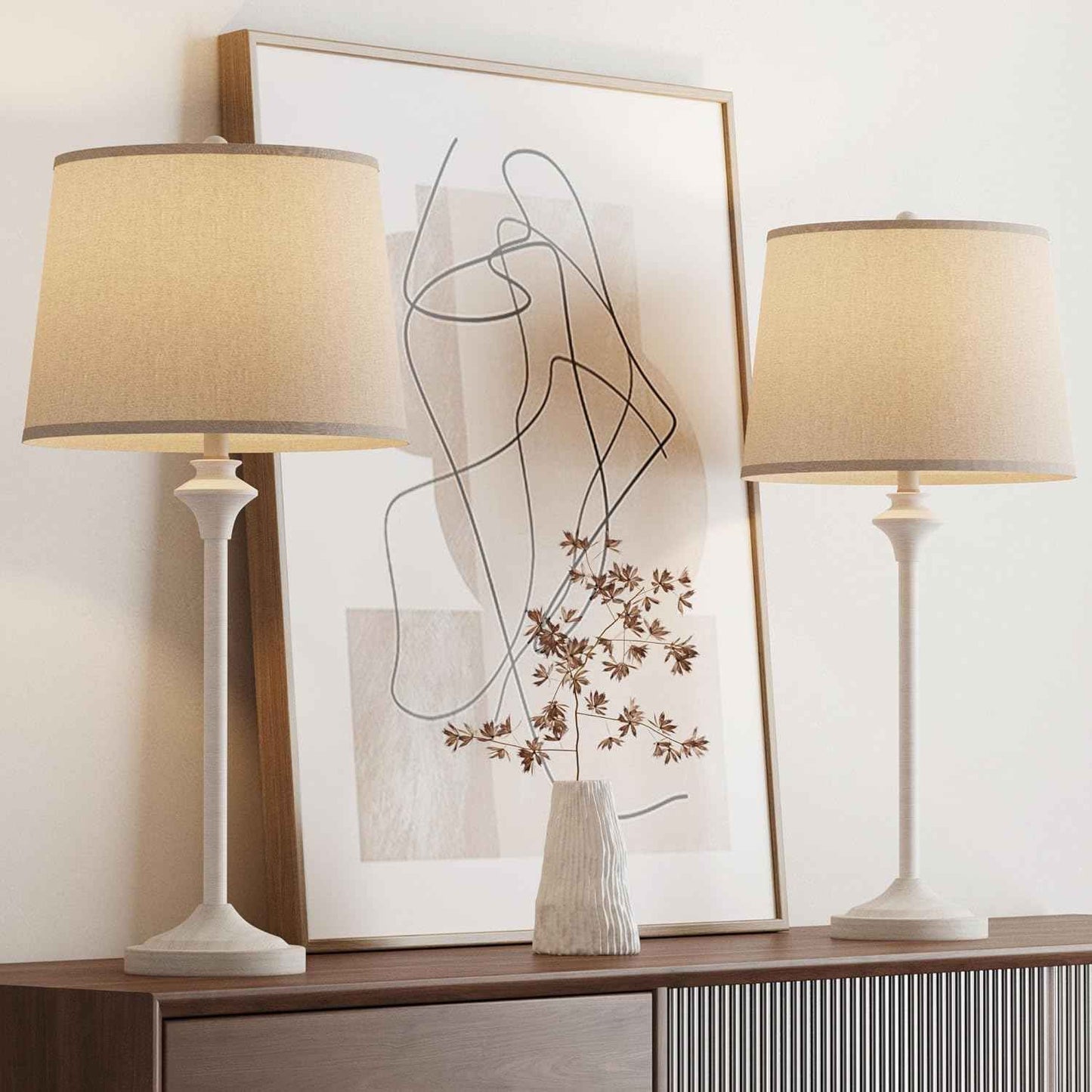 Brass Gold Table Lamps Set of 2 - 26" Modern Buffet & Nightstand Lamps for Living Room, Bedroom, Office