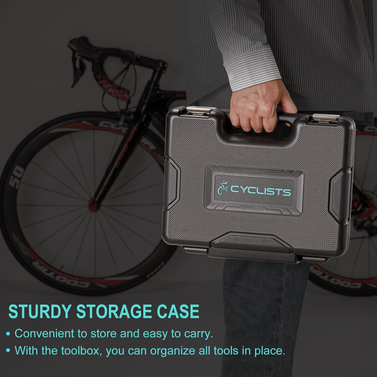 Bike Tool Kit with Storage Case - 22 PCS Bicycle Repair Tool Set Portable Tools Box - Bike Maintenance Tools for Road Bikes and Mountain Bikes
