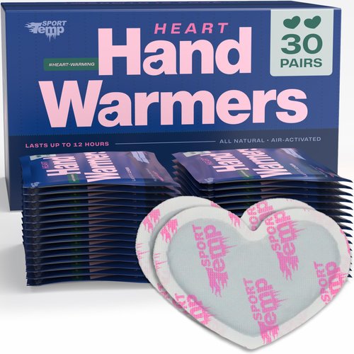 Heart Shape Hand Warmers (30 Pairs) - Up to 12 Hours of Heat, Super Long Lasting - Easy, All Natural - Air Activated, for Body & Hands - Odorless Hot Hand Warmer - Sport Temp