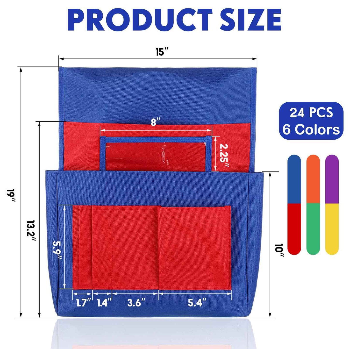 Talltalk 24 Pieces Chair Pockets for Classrooms Student Chair Pockets Chair Storage Pocket Grouping Chair Pockets Desk Chair Seat Back Organizer for Classroom Preschool Daycare