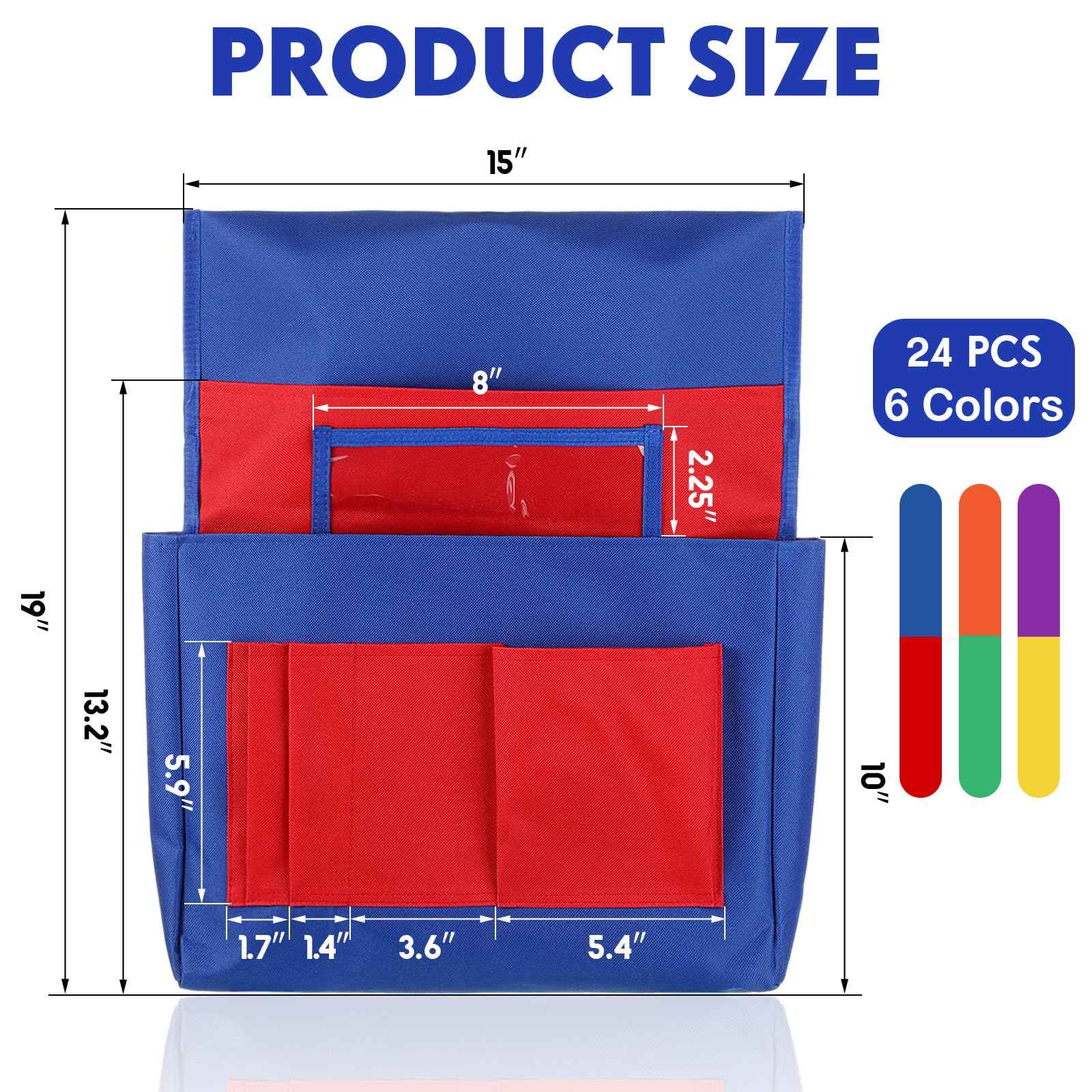 Talltalk 24 Pieces Chair Pockets for Classrooms Student Chair Pockets Chair Storage Pocket Grouping Chair Pockets Desk Chair Seat Back Organizer for Classroom Preschool Daycare