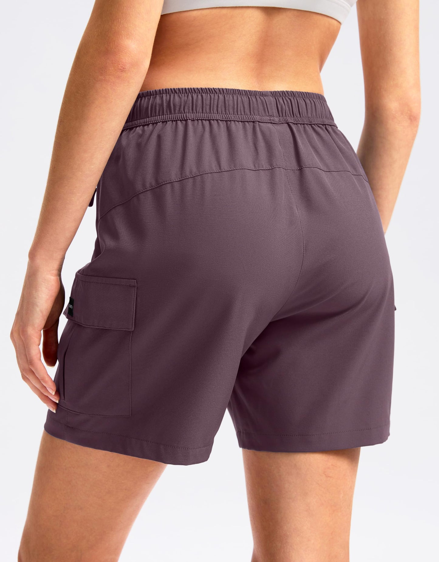 SANTINY Women's 5''/ 7''/9'' Hiking Cargo Shorts(Dusty Purple_L)