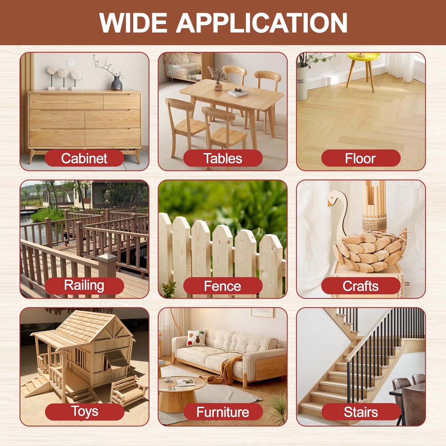 Boncart Super Strong Wood Glue, 8.45fl.oz Clear, Waterproof for Heavy Duty Woodworking, Furniture Assembly (1 Pack)