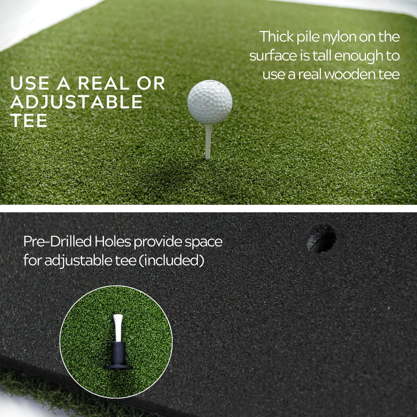 The Original Country Club Elite® by Real Feel Golf Mats® 10”X24” Hitting Strip | Heavy Duty Commercial Practice Mat | Accepts A Real Tee | Swing Down and Through | Indoor/Outdoor