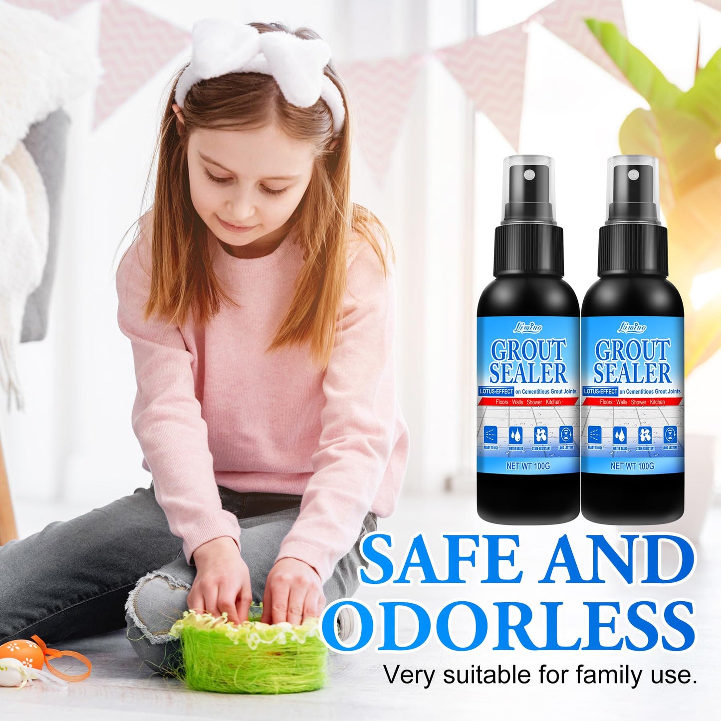 Grout Sealer - Tile Sealer Spray for Shower, Kitchen, Floor, Clear Grout Sealant Indoor & Outdoor for Marble, Granite, Mosaic, Non-Toxic & Low-VOCs, Waterproof & Long-Lasting Protection