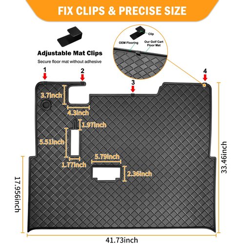 RIZINKART Golf Cart Floor Mat,Upgraded Non-Slip Full Coverage Liner Fits EZGO TXT (1994-2023), Express S4 (2012-2020), Valor, Workhorse Models - 1/3'' Thick Durable Rubber Mats Easy Clean Black Trim