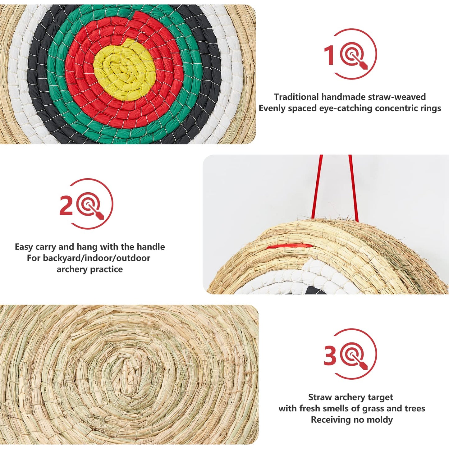 Swatlo Archery Targets for Backyard 20 Inch Traditional Hand-Made Round Straw Archery Target Bow & Arrow Target for Archery Practice (3 Layer Green)