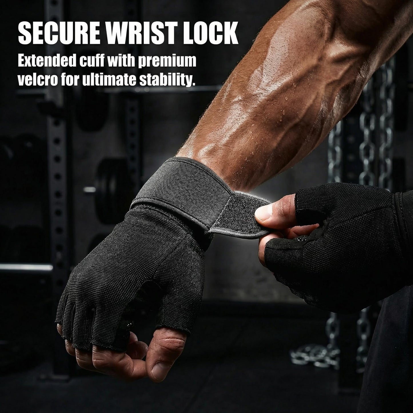 sunnex Gym Gloves for Men & Women - Breathable Weight Lifting Gloves with High-Grip Silicone Padding, Fingerless Workout Gloves for Cycling, Rowing, Pull Ups & Strength Training (Black, Larger)