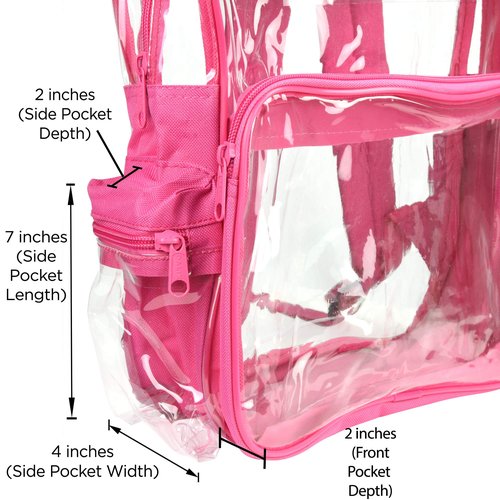 DALIX Clear Backpack Bags Smooth Plastic (Hot Pink)