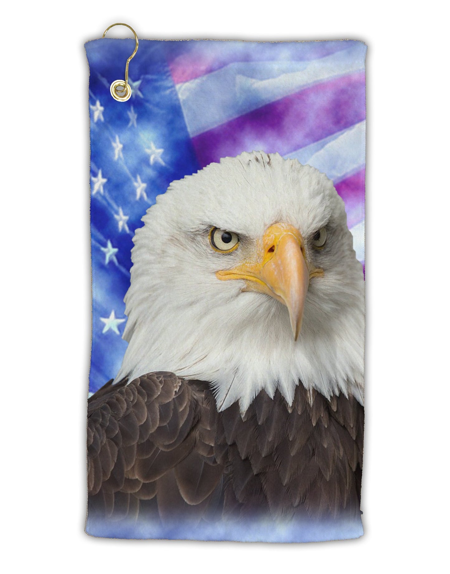 TOOLOUD Patriotic All American Eagle All Over Micro Terry Gromet Golf Towel 15" x 22" Super Absorbent, Lightweight