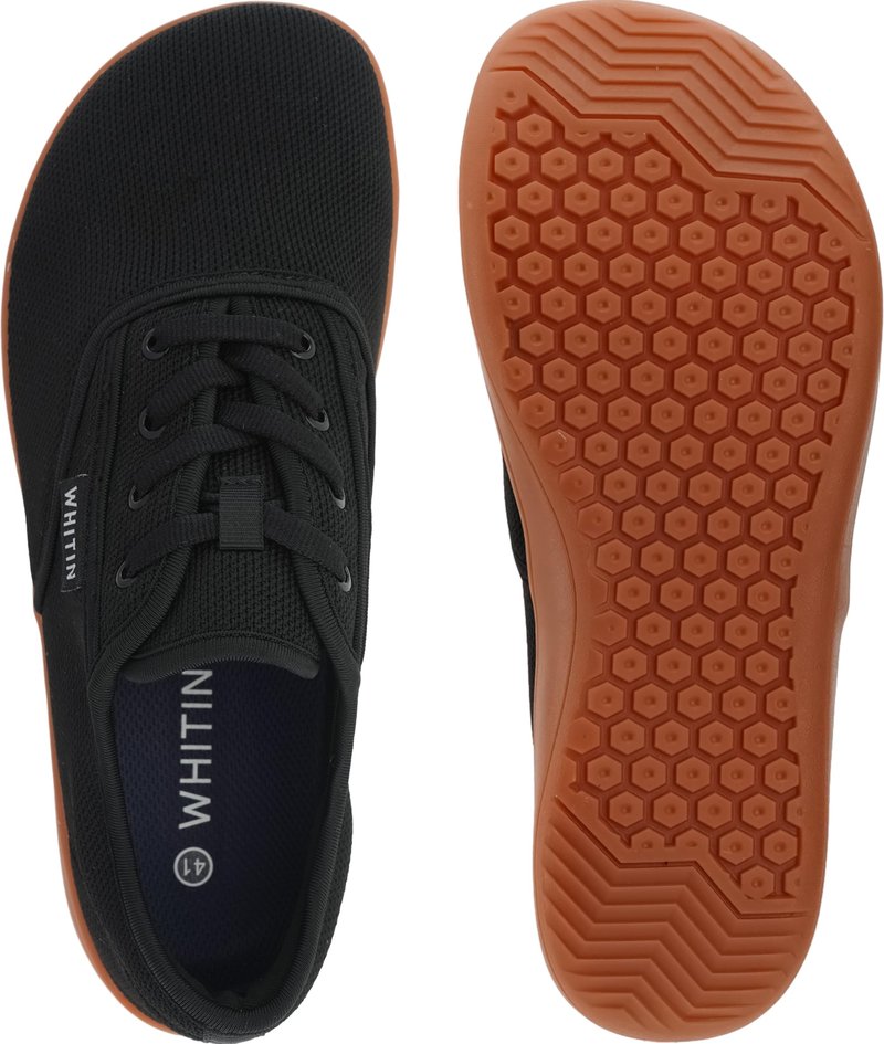 WHITIN Women's Wide Toe Box Barefoot Shoes Zero Drop Sole Sneakers Minimalist Minimus Size 10 10W Bare Feet Running Walking Knit Gym Black Gum 41