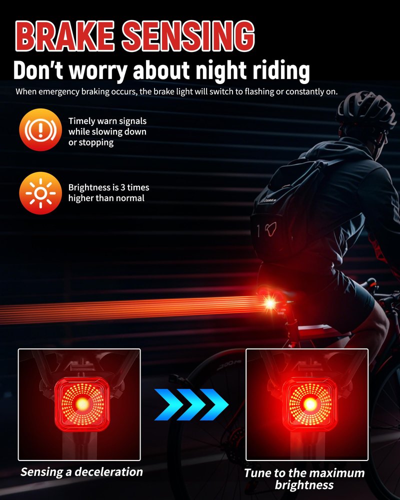 DARKBEAM Bike Tail Light with LED Display Screen, USB-C Rechargeable 6 Light Modes, IP55 Waterproof Bicycle Taillight for Night Riding, Super Bright Rear Bike Light for Road Mountain, Cycling
