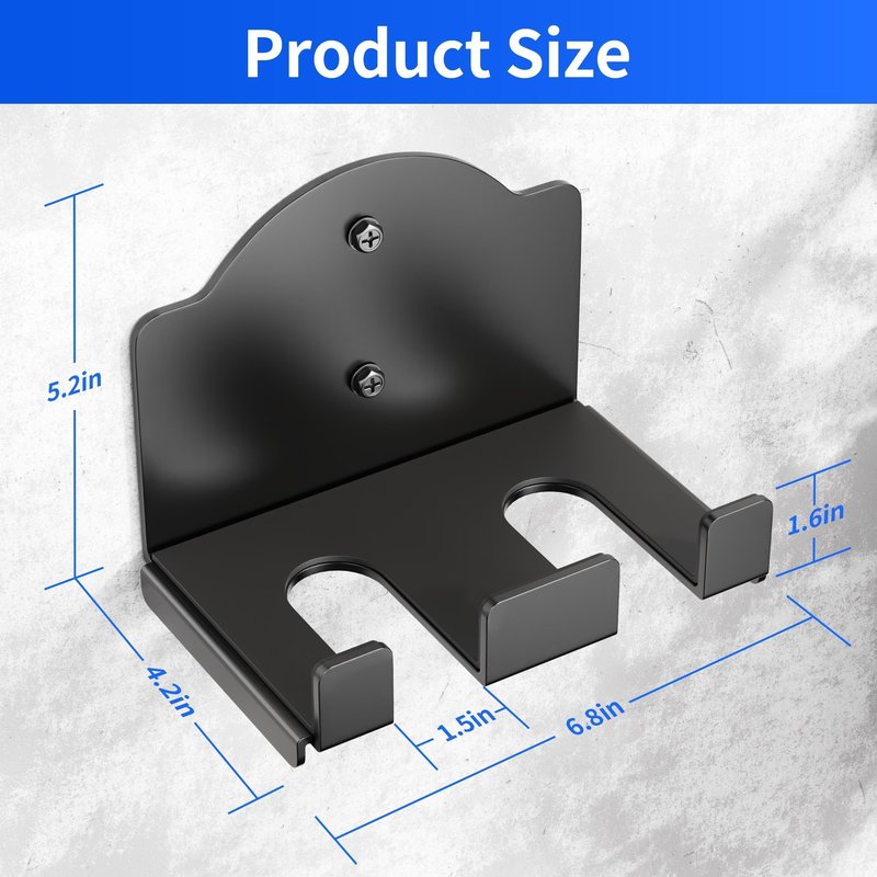 Olympic Barbell Wall Rack Holder - Heavy Duty 132lbs Weight Storage Mount with EVA Pads, Fits Wood Brick Concrete Walls, Space Saving Home Gym Equipment Organizer, 2 hook