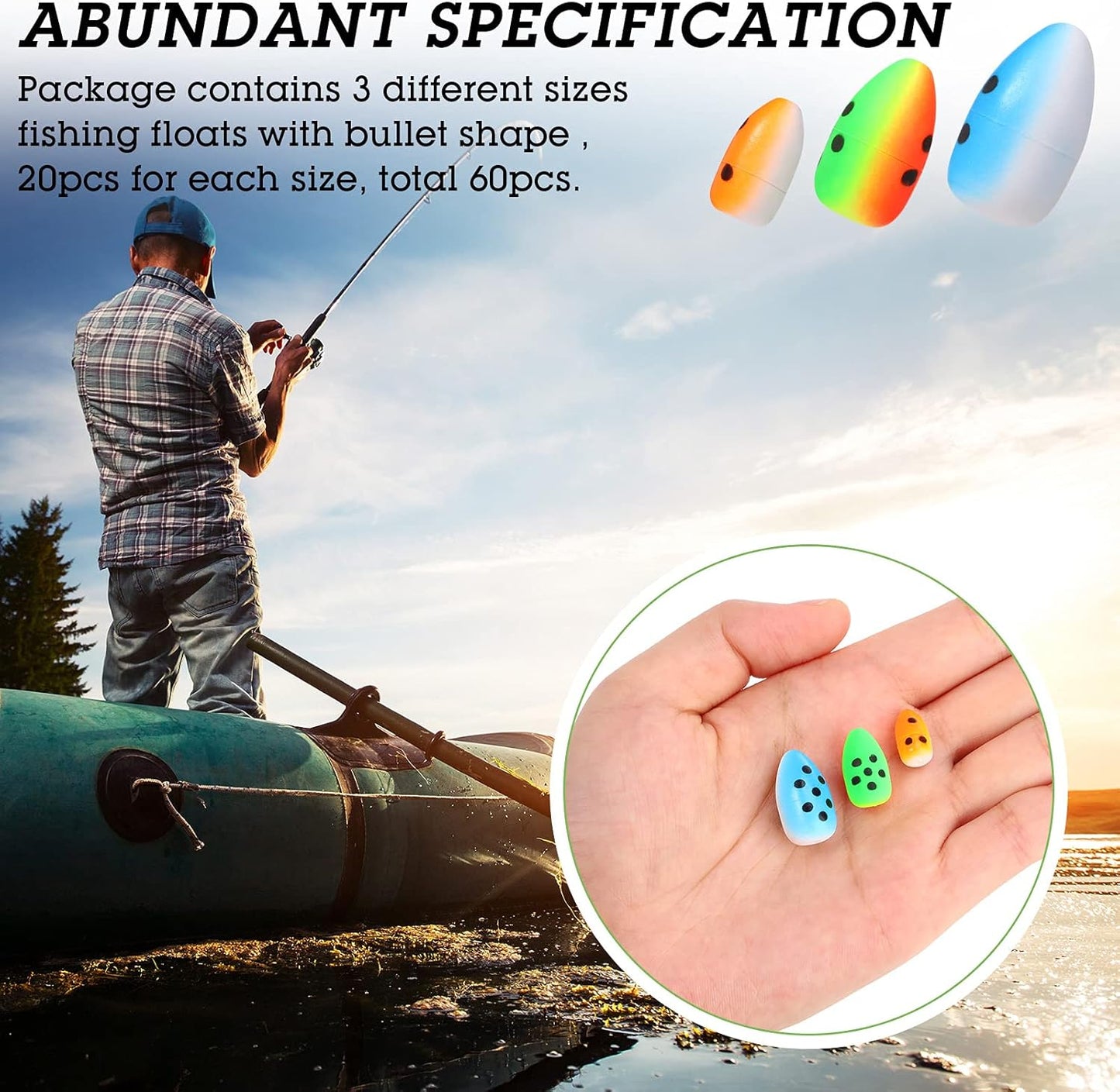 Skylety Foam Floats - 60 Pieces Snell Fishing Rig Indicators for Trout, Catfish & Walleye