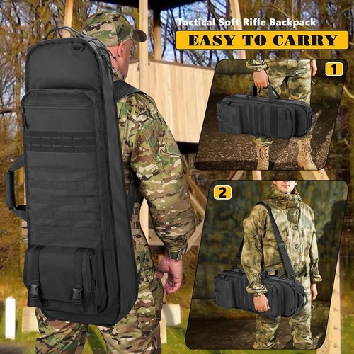 GOBUROS Tactical Rifle Bag - 36” Soft Case with 3 Magazine Holders & Padded Straps | Molle System for Hunting