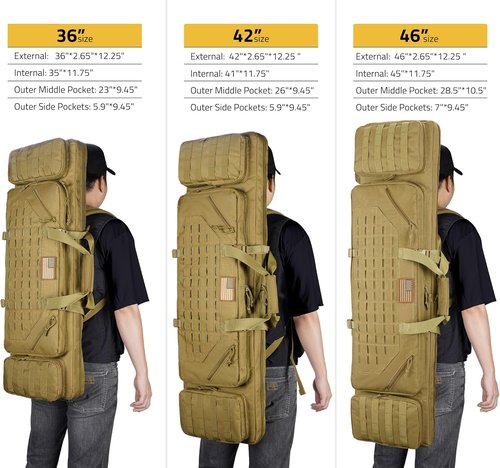 CVLIFE Soft Rifle Case - Double Long Gun Bag with Lockable Zipper & Backpack Strap | 36", 42", 46" Sizes