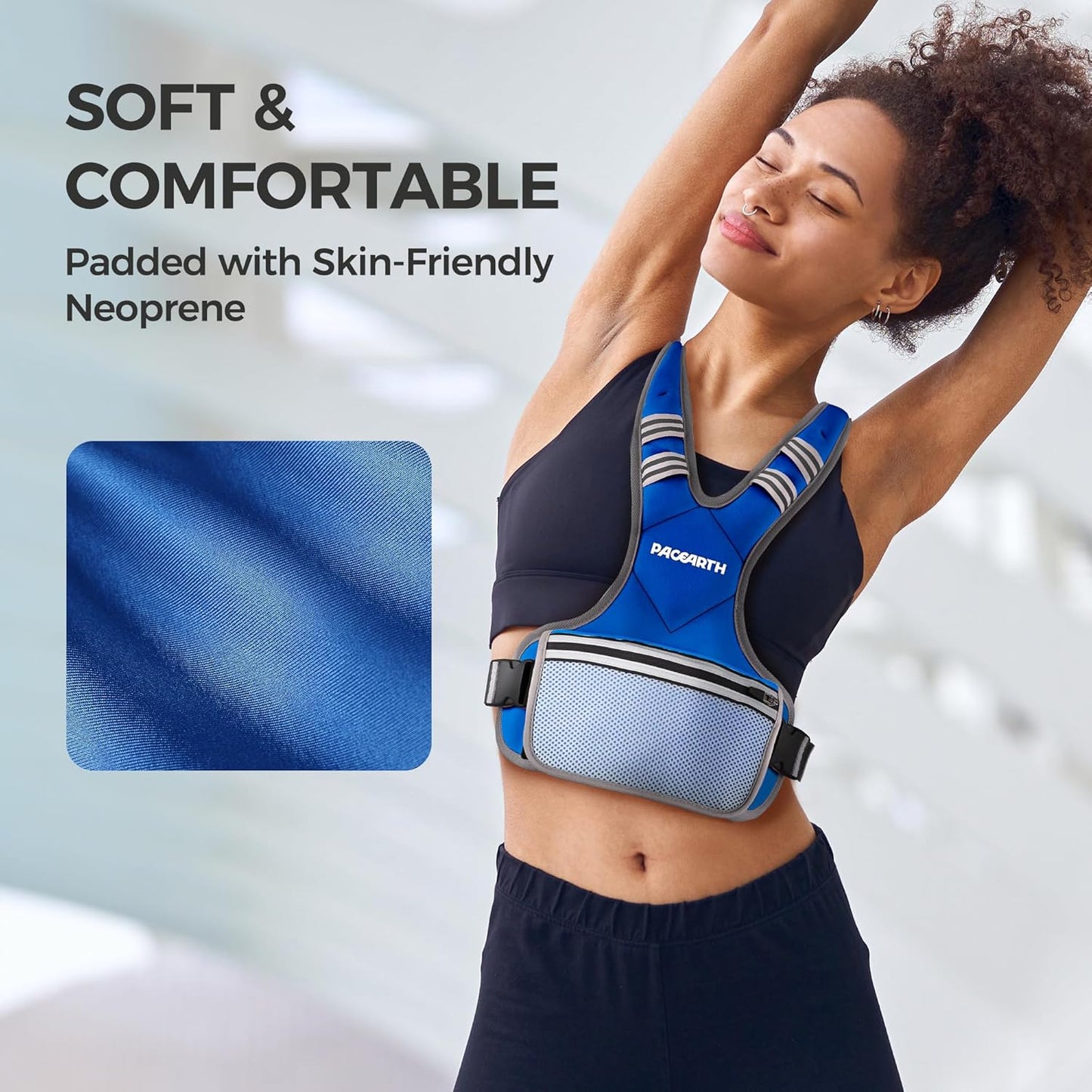 PACEARTH Adjustable Weight Vest - X-Shape Design for Men & Women | 4-32lbs with Zipper Pouch & 6 Weights