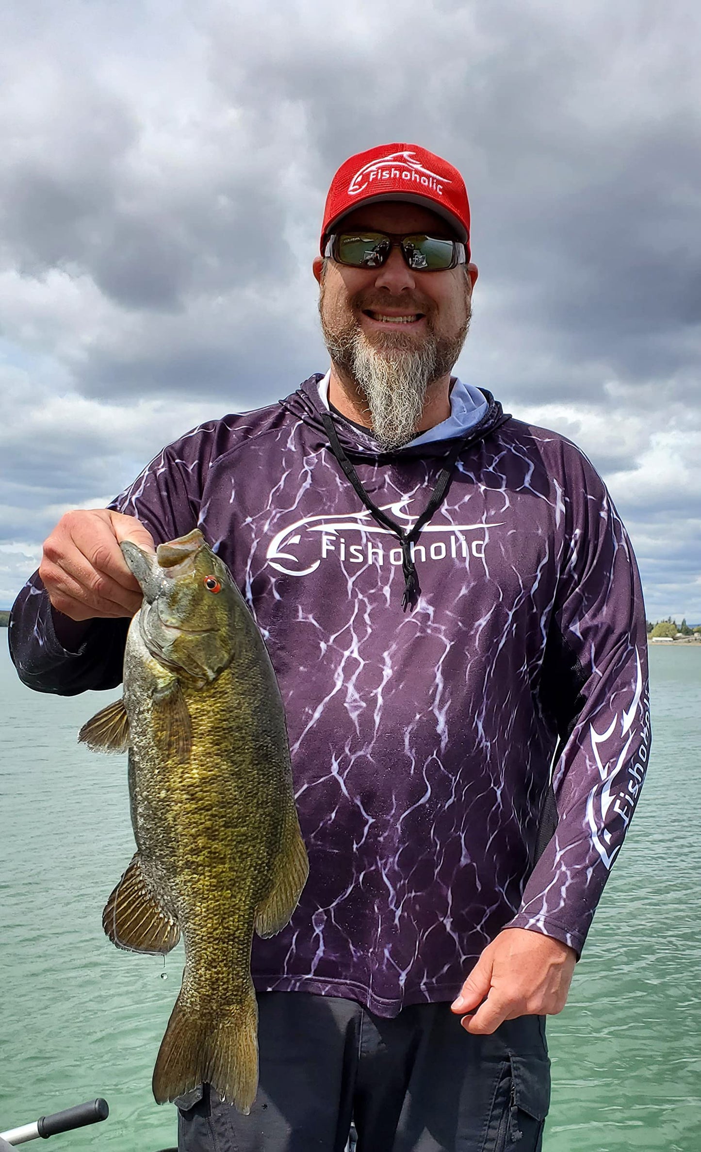 Fishoholic UPF 50 Performance Fishing Shirt - Long Sleeve Hoodie - Loose Keg Fit - Breathable Quick Dry Sun Protection (LSH-BLKh2o-XXL)