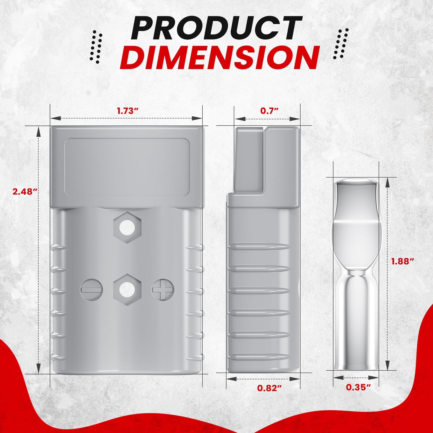 DMTVAL 120A Quick Connect Battery Connector Kit, Genderless Plug for 4 AWG Wire, 2 Pack Red Housing, Suitable for Car, Trailer, Winch, Forklift, Trolling Motor