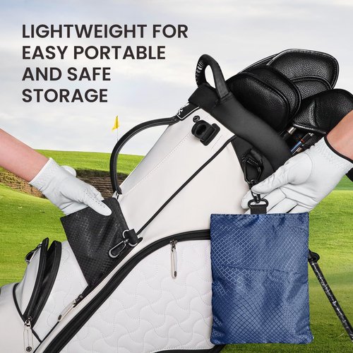 FINGER TEN Golf Pouch Bag for Valuables Tee Color with 4 Golf Pencil Pack, Zippered Pocket Gear Clip Hook to Bag (Blue Pouch Bag)