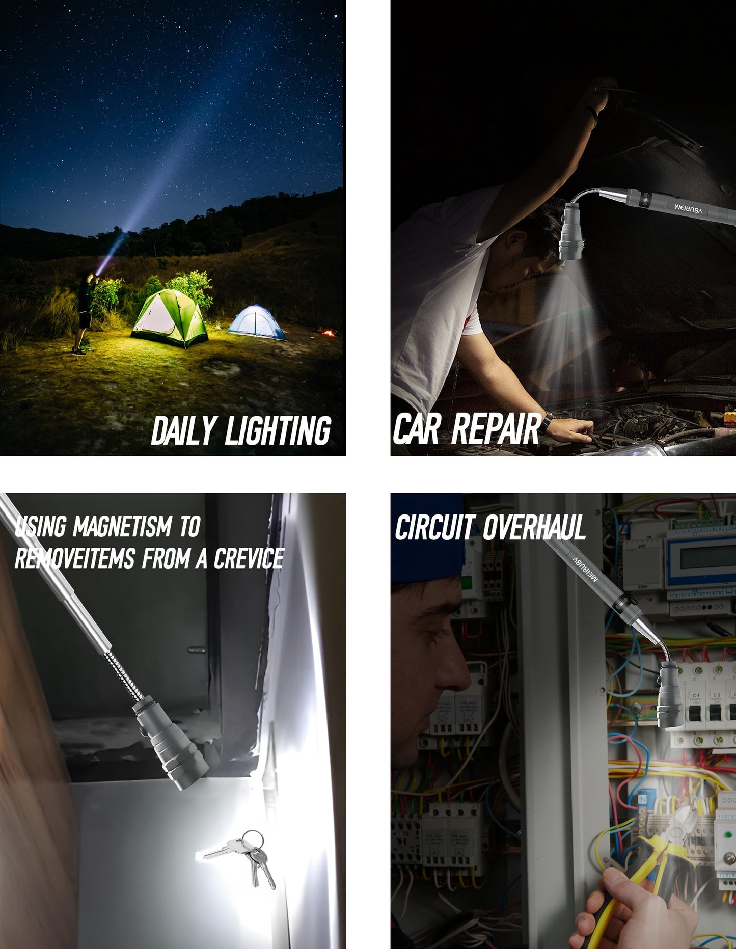 Magnetic Pickup Tool Gifts for Men, Stocking Stuffers for Men Adults, Telescoping Magnet Flashlight Christmas Birthday Gift for Dad, Mens, Him, Husband, Grandpa, Handyman