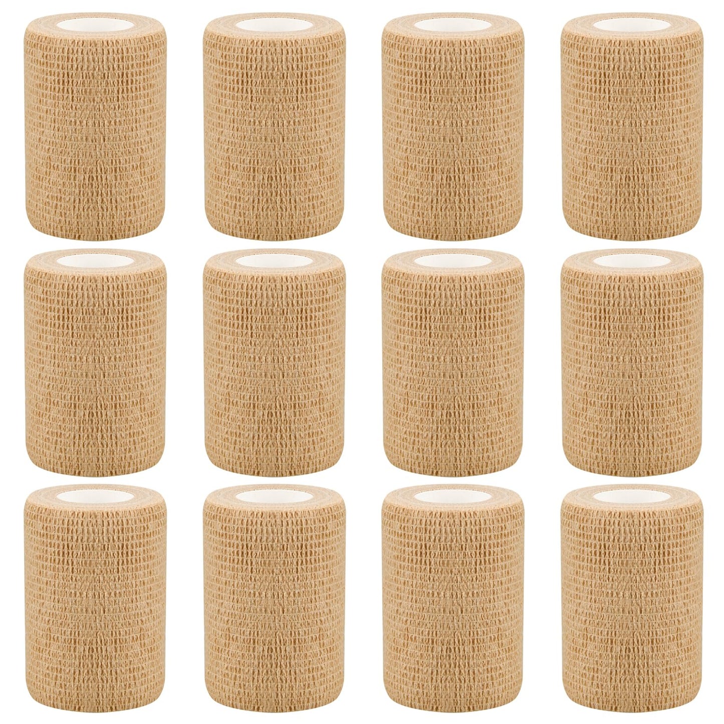 3" Self Adhesive Bandage Wraps, 12pcs Vet Wraps, Skin Color, 5 Yard Self Adherent Wraps for Sports, Wrist, Ankle and Swelling