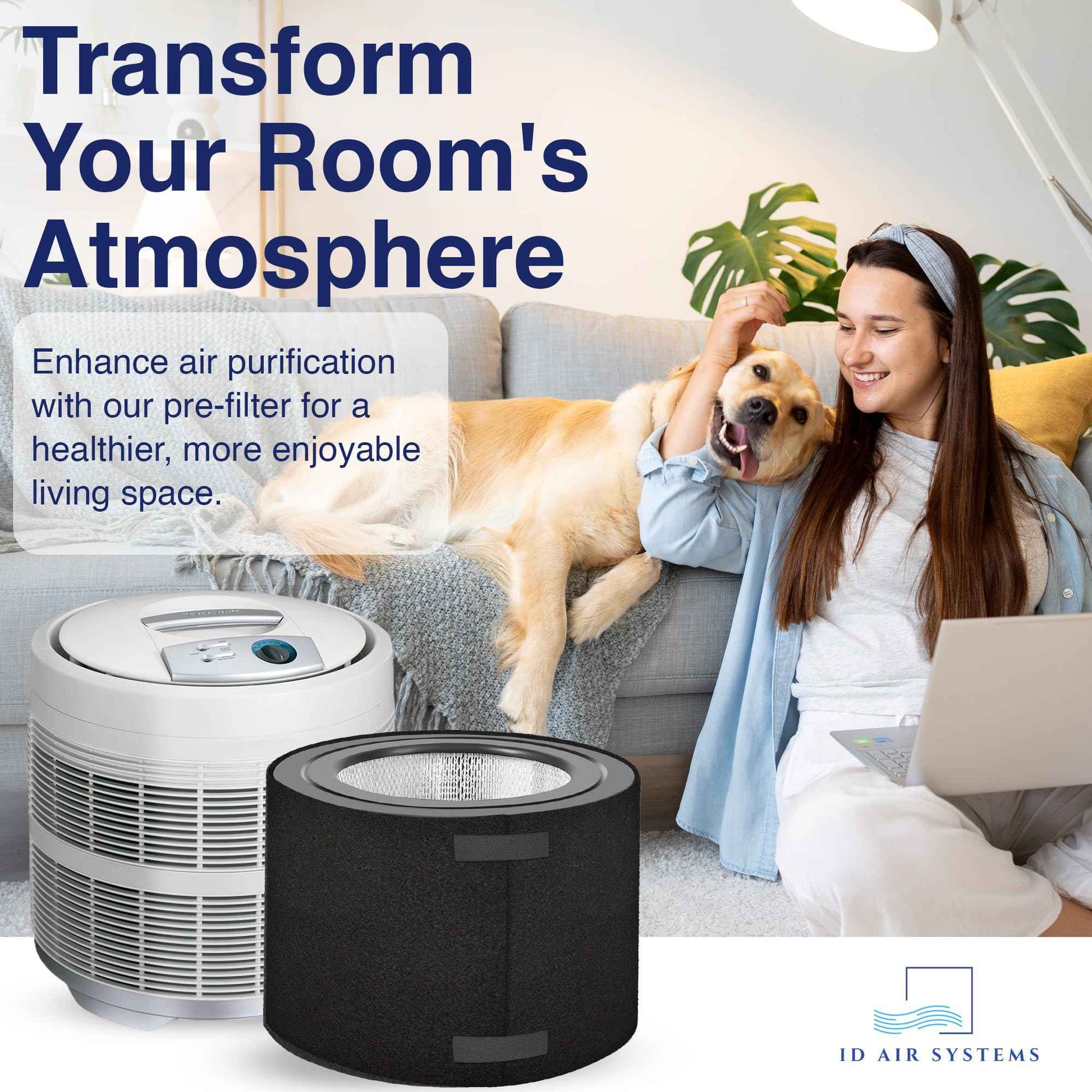 ID Air Systems: Replacement Pre-Filter Compatible with Honeywell 50250 Air Purifier – Fits Models Using True HEPA Filters – Activated Carbon and Zeolite for Odor Control (2 Pack), Made in USA
