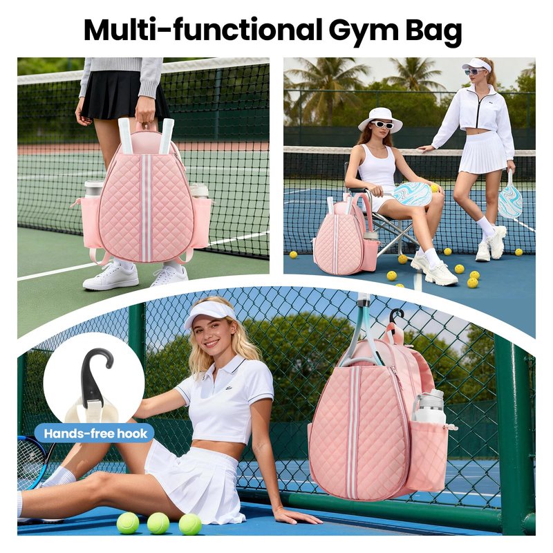 Mosthink Tennis Bag, Pickleball Bags for Women Water-Resistant and Machine Washable Tennis Racket Backpack, Lightweight Sports Bag for Pickleball, Badminton (Light Pink)