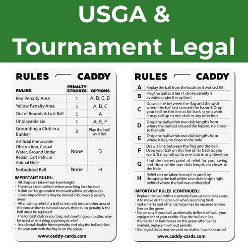 Rules Caddy – USGA Rules of Golf 2026 Quick Reference Card – Golf Bag Tag & Pocket Size Rules Guide – Waterproof Training Aid