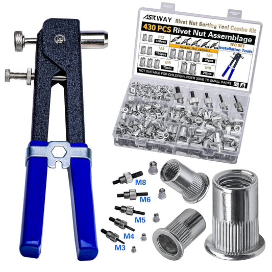 430-Piece Metric Rivet Nut Tool Kit - M8/M6/M5/M4/M3 for Automotive, Furniture & Industrial Use