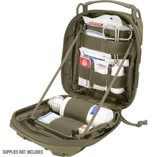 Barska Loaded Gear CX-900 First Aid Utility Pouch – MOLLE Compatible Tactical Medical Bag, Compact Dual Zipper Design, Durable Nylon, Dark Earth, OD Green