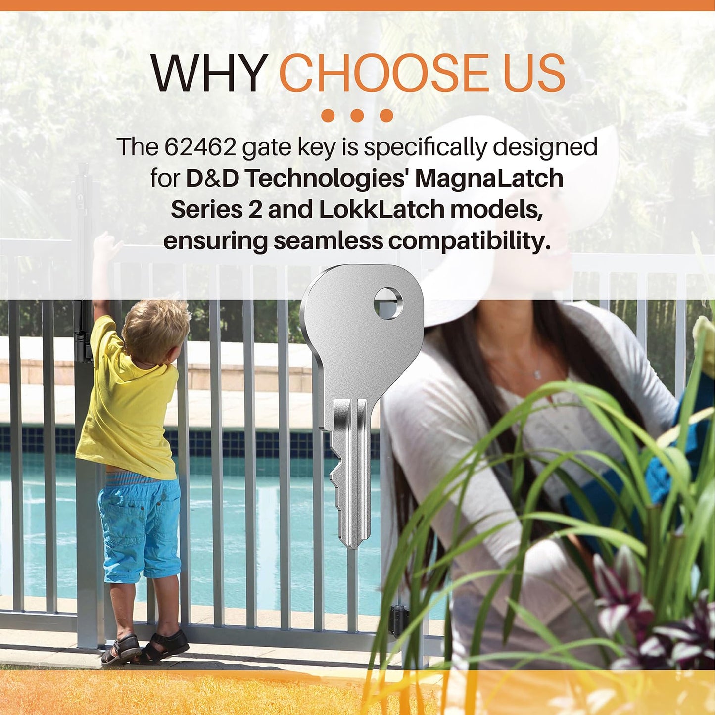 4 Pack 62462 Magna Latch Replacement Keys for Yard, Garden, and Pool Gate Safety Latches Compatible with D&D MagnaLatch Series 2 (Old Style) & LokkLatch Downward-Facing Keyhole