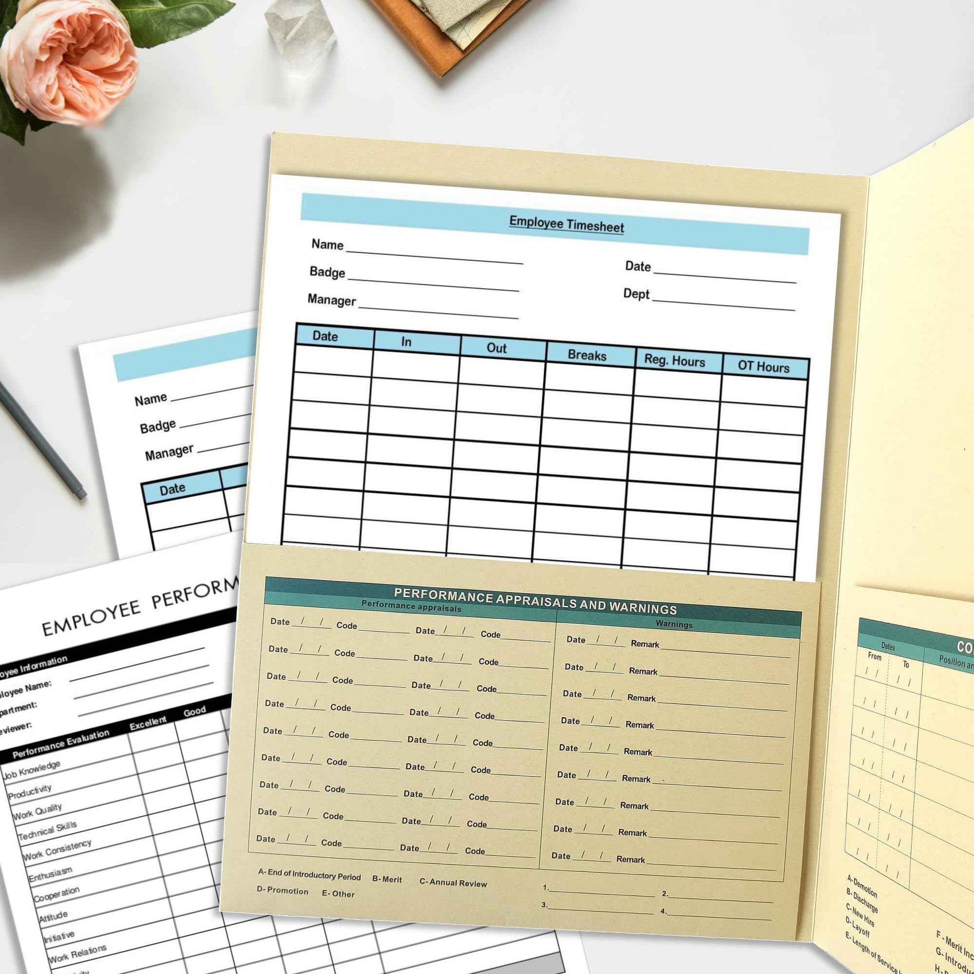 YvnShine Confidential Employee Folders with Internal Pocket, High Capacity HR Folders for Personnel Records, Durable HR Filing System for Office Organization, 25-Pack (Manila)