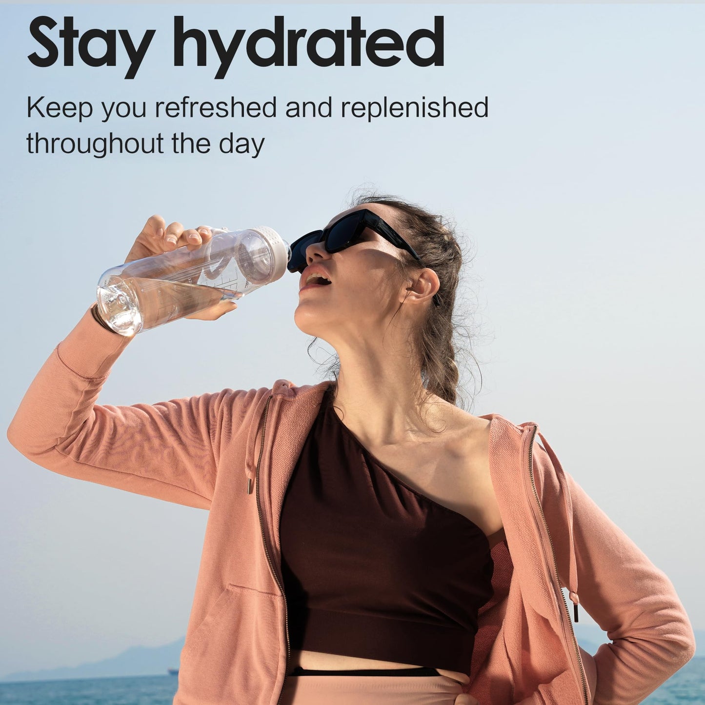 Edmyre 32oz Clear Water Bottle - BPA-Free Tritan Plastic, Fast Flow Spout Lid, Wide Mouth & Leakproof Design Hiking Water Bottle Suitable for Travel, Outdoors, Gym, Travel, Home, School(Clear-Black)