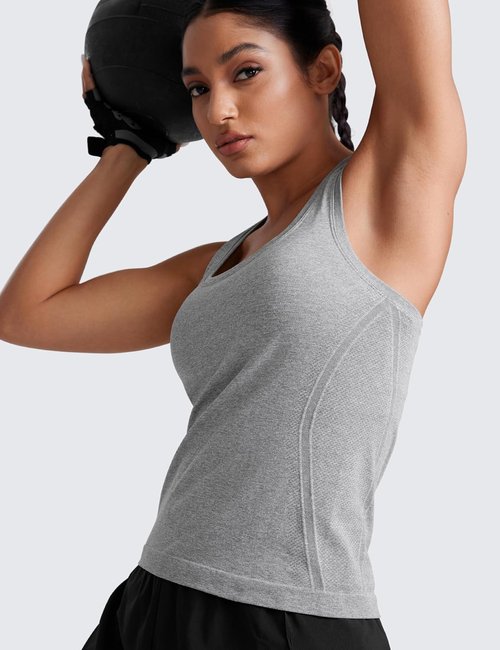 CRZ YOGA Seamless Racerback Tank Top for Women - Breathable Athletic Workout Shirt | Sleeveless Scoop Neck