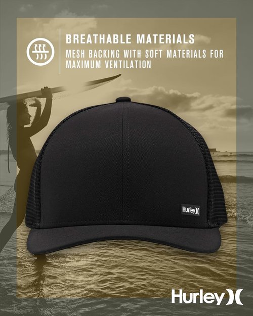 Hurley Men's Caps - H2O-Dri League Baseball Caps with Snapback Closure - Classic Trucker Hats (S-XL)
