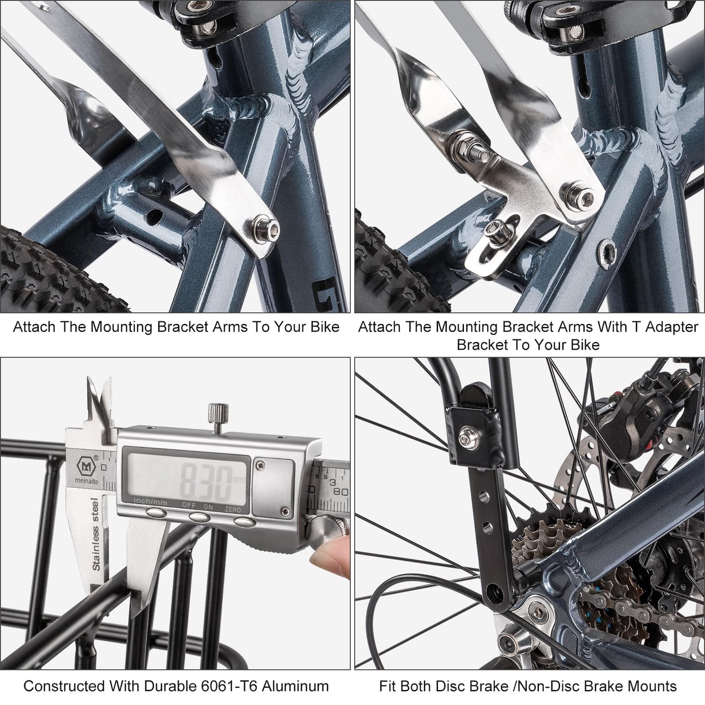 CXWXC Rear Bike Rack with Basket - Bike Cargo Rack for Disc Brake/Non-Disc Brake Mount - Bicycle Pannier Rack, Touring Carrier Rack fit 26”-29” and 700c