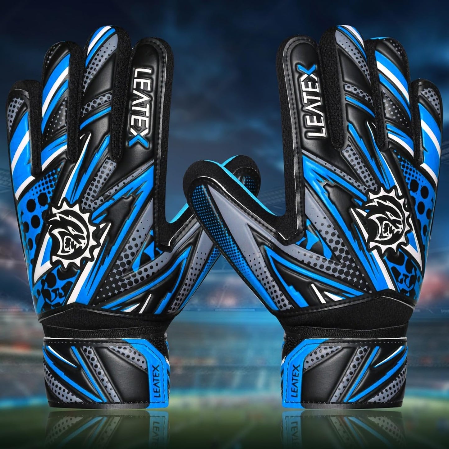 Skiennix Youth Soccer Goalie Gloves - Strong Grip & Breathable Goalkeeper Gloves for Kids | Adjustable Wrist Strap