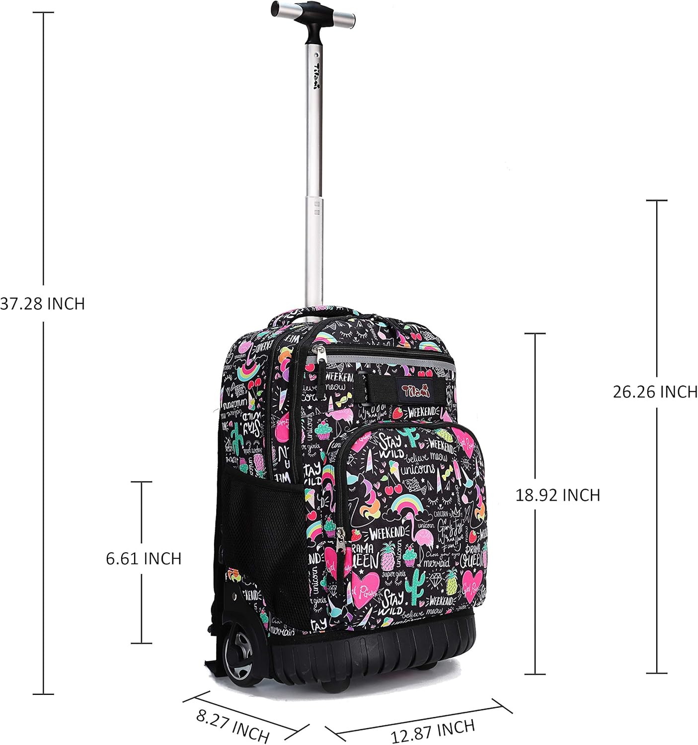 Tilami Rolling Backpack - 19-Inch Wheeled Laptop Bag with Lunch Bag | Insulated Design