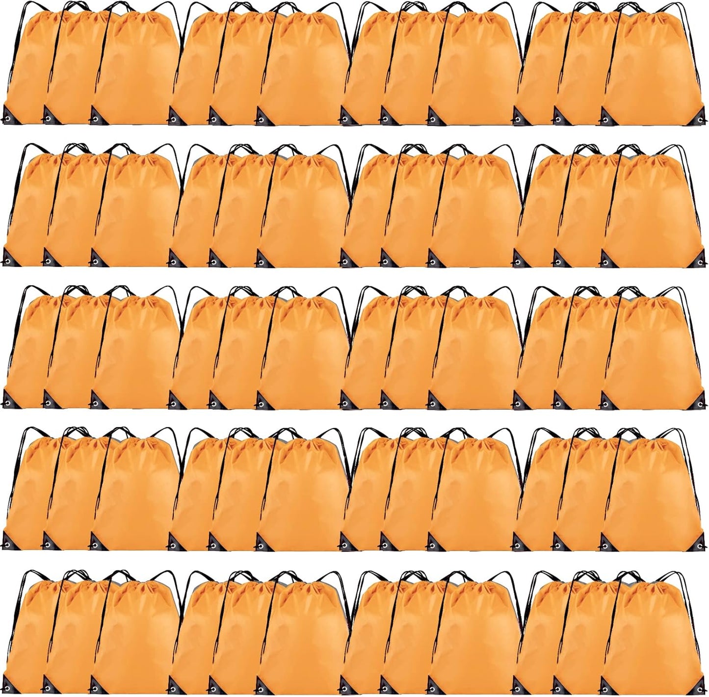 Skiennix 60-Piece Drawstring Backpack Set - Durable Cinch Sackpacks for Gym & Party (Orange)