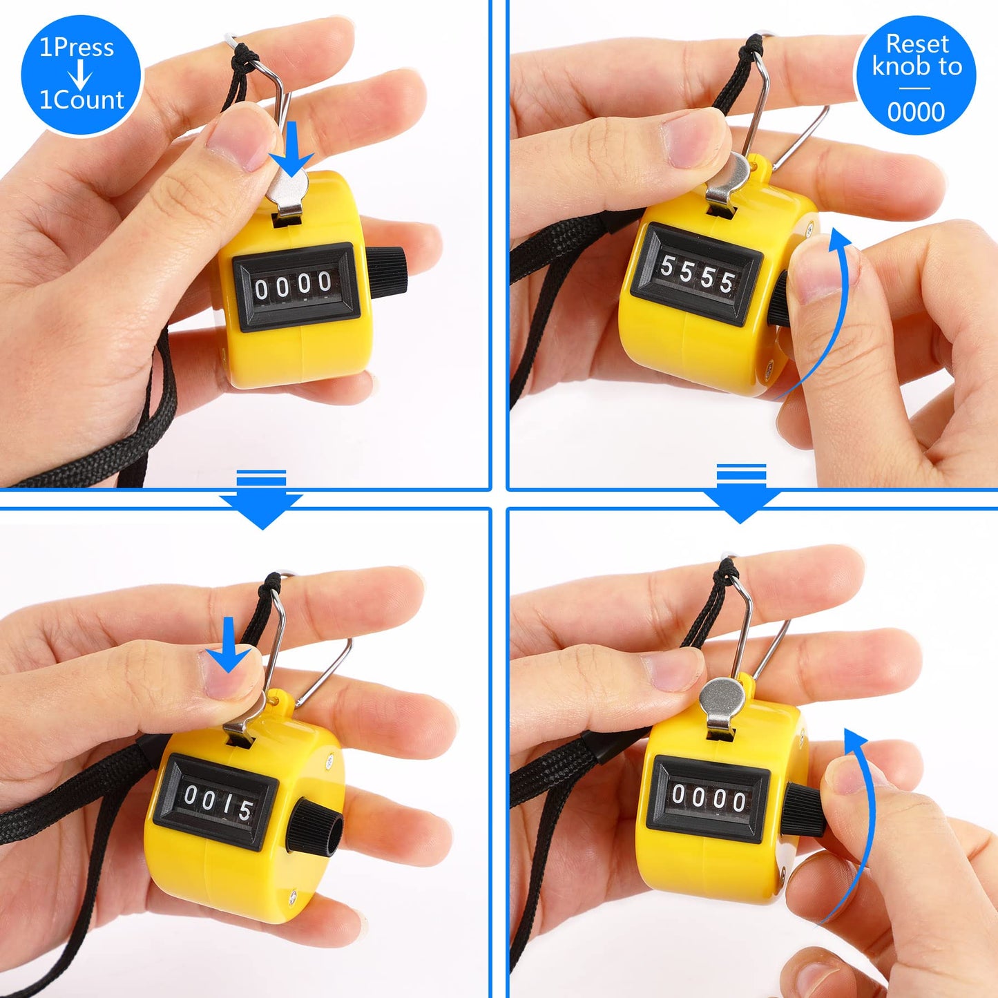 PETKNOWS 5Pcs Handheld Tally Clicker Counter 4 Digital Number for Sports