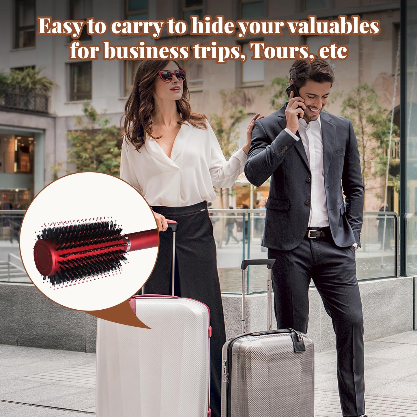 Meejune Hair Brush with Hidden Storage - Diversion Safe for Jewelry, Cash & Valuables - Comb Cash Holder for Home & Vacation Use (Red)