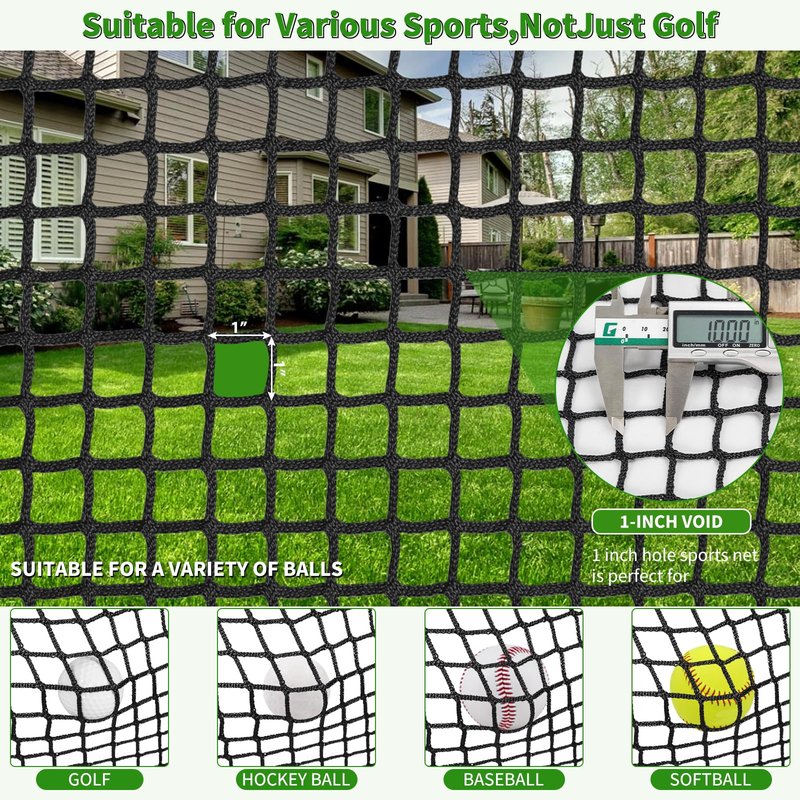 AKOZLIN Golf Practice Net Golf Netting Heavy Duty Sport Netting Nylon Golf Hitting Net for Baseball Hockey Soccer Ball Net Backyard Driving Cage Indoor Outdoor 10x10ft