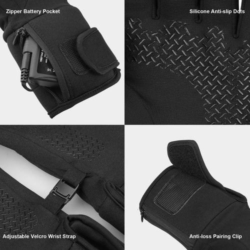 Brimekey Heated Gloves for Men Women, Rechargeable Battery Electric Touchscreen Gloves, Non-Slip Warm Winter Heated Gloves Liners, Thin Glove for Motorcycle Driving Camping Hunting Work