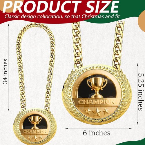 Greatest of All Time Turnover Chain - 6" Gold Medal Trophy Necklace for Sports Achievements