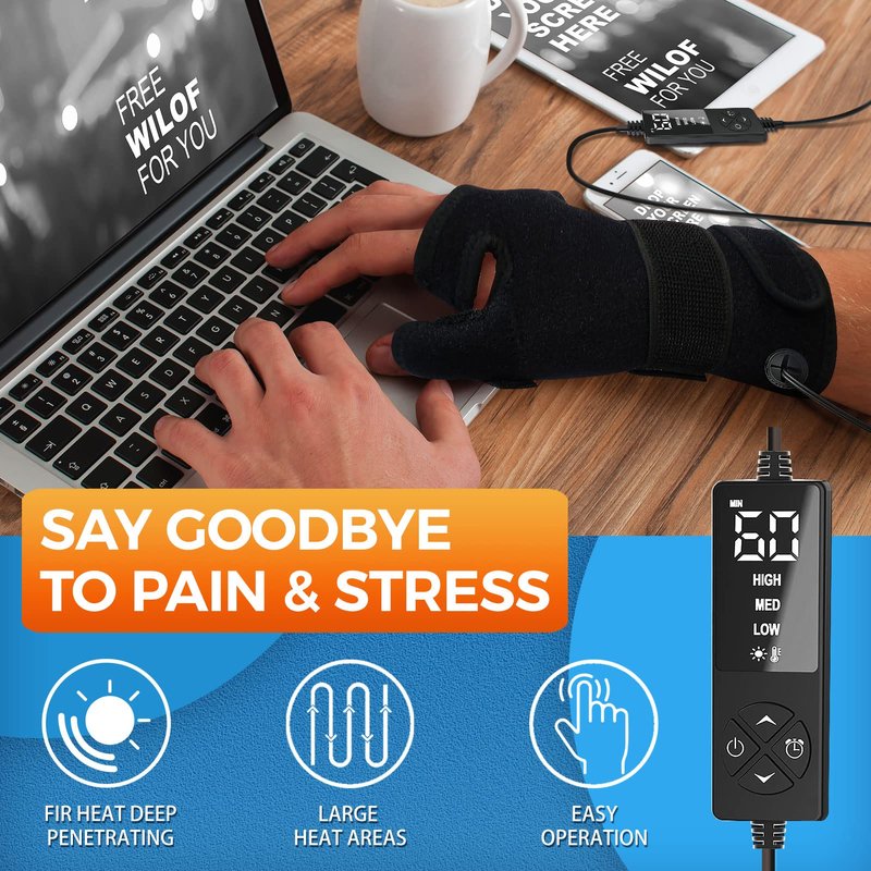 sticro Wrist Thumb Brace Heating Pad for Arthritis and Carpal Tunnel Relief, Hand Heating Pad for Sprains Trigger Thumb, Tendonitis Pain Relief - Left Right Hand