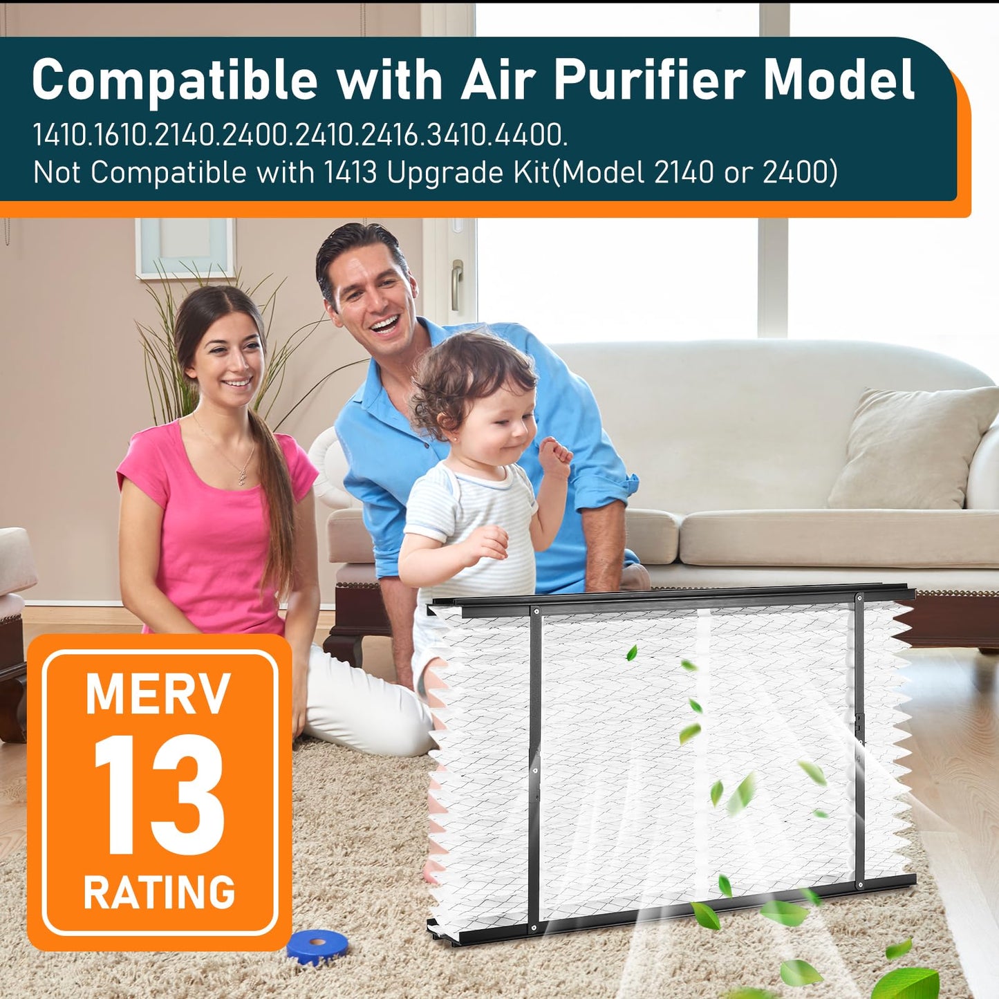 413 Replacement Filter Compatible with AprilAire Whole House Air Purifiers MERV 13,1410,1610,2410,2416,3410 4400, 16x25x4 Furnace Filter (Pack of 2)