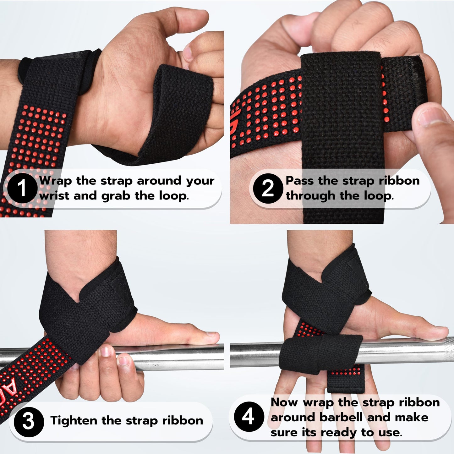 AQF Weight Lifting Straps, Padded Cotton Gym Wrist Straps for Deadlifts
