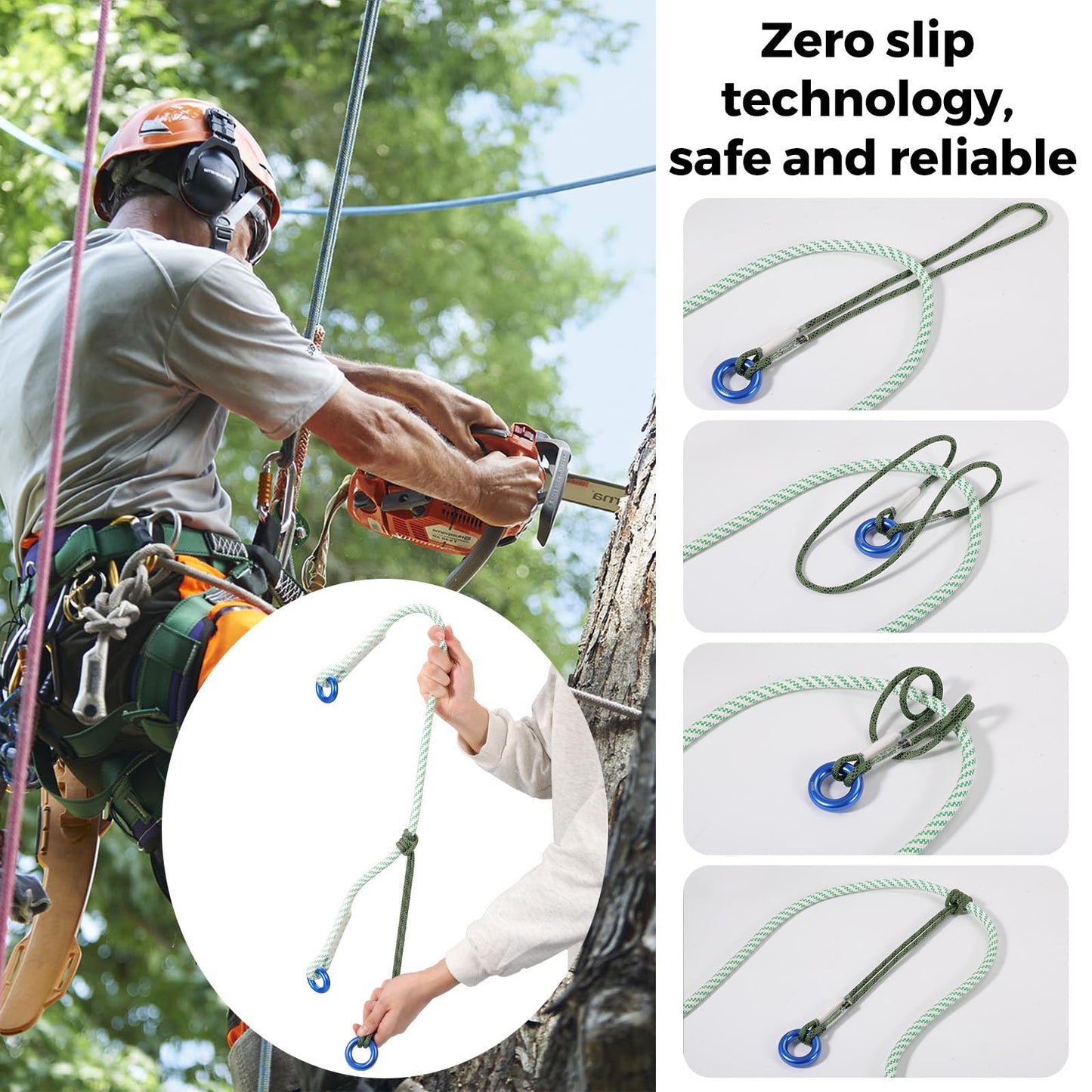 6mm Aramid Pre-Sewn 19in Prusik Loop with Rings Arborist Climbing Rescue Outdoor Cord