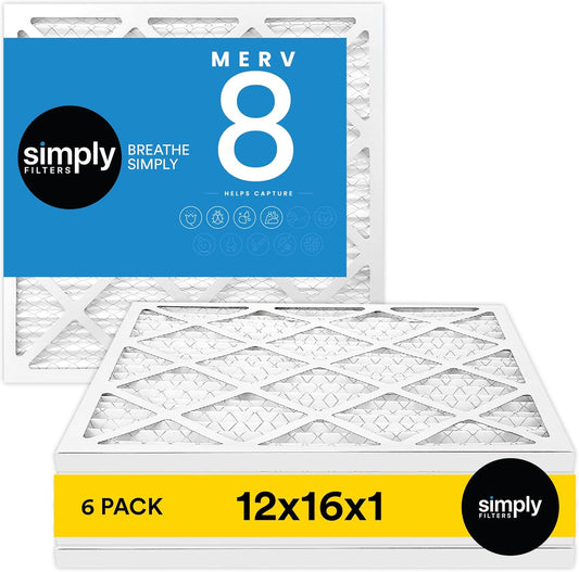 12x18x1 MERV 8 Air Filter 6-Pack for Home AC & HVAC - Dust, Pet & Allergy Control